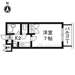 リーガル京都五条烏丸 1Kの間取図画像