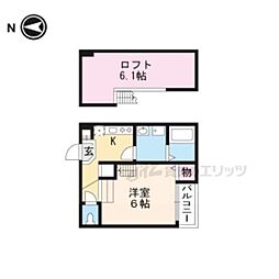 Casa通町 1Kの間取図画像