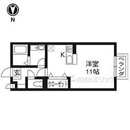 エスポワールA棟 ワンルームの間取図画像