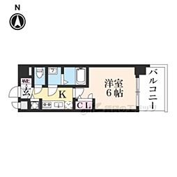 プレサンス京都四条大宮 1Kの間取図画像