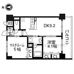 エステムプラザ京都聚楽第雅邸 2DKの間取図画像