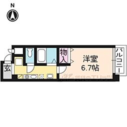 カーサ新町 1Kの間取図画像