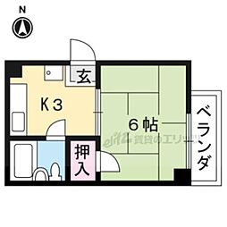 ツリキマンション 1Kの間取図画像