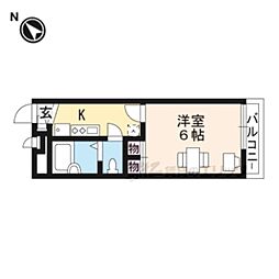 オルディネール東山泉涌寺 1Kの間取図画像