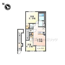 (仮称)椥辻新築アパート 2LDKの間取図画像