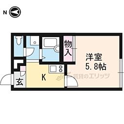 レオパレスボンマルシェ山科 ワンルームの間取図画像