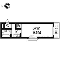 コート黄檗 1Kの間取図画像