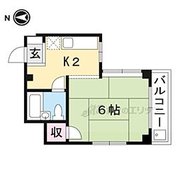 ふくながマンション 1Kの間取図画像