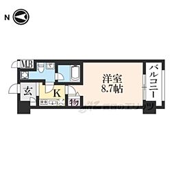プレサンスNEO京都烏丸 1Kの間取図画像