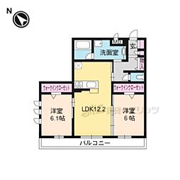 マジェスティサザン1 2LDKの間取図画像