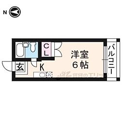 北浅ハイツ 1Kの間取図画像