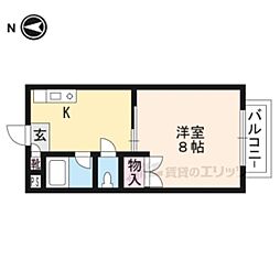 メゾン林2 1Kの間取図画像