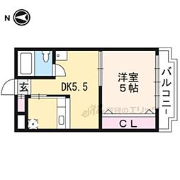 メゾン・ド・リビエール 1DKの間取図画像