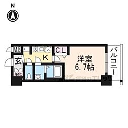プレサンスTHEKYOTO澄華 1Kの間取図画像
