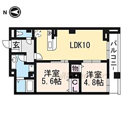 レジデンス京都洛央 2LDKの間取図画像