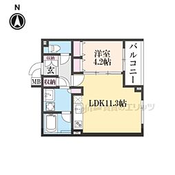 THE RESIDENCE御車道 1LDKの間取図画像