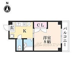 PEACEWELL祇園 1Kの間取図画像