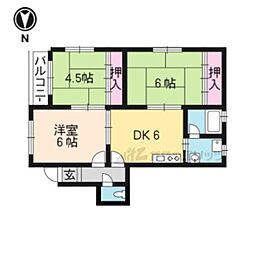 フレスコ小倉ハイツ 3DKの間取図画像