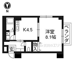 プレステージ翼 1DKの間取図画像