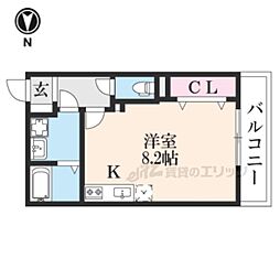 グランデコート大宅NORTH ワンルームの間取図画像