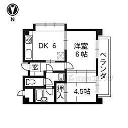 THECITY伏見 2DKの間取図画像