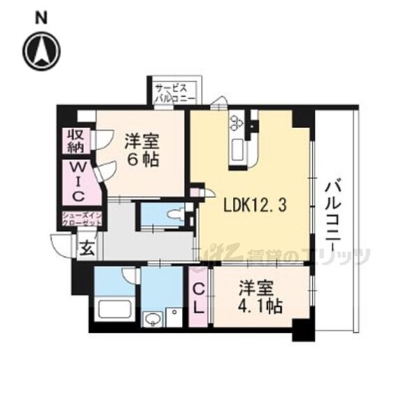 （サ高住）グランドマスト京都嵯峨野 401｜京都府京都市右京区嵯峨野開町(賃貸マンション2LDK・4階・59.32㎡)の写真 その2