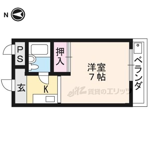 ハイツ協栄 402｜京都府京都市北区鷹峯旧土居町(賃貸マンション1K・4階・19.00㎡)の写真 その2