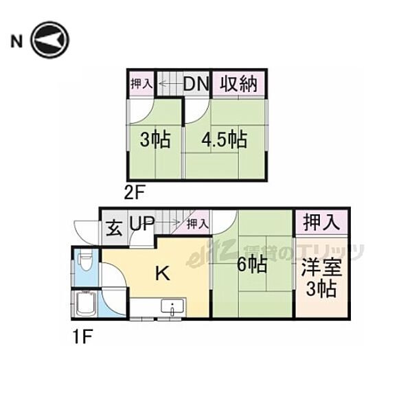 近藤貸家（前田町2番地） 6号｜京都府京都市右京区梅津前田町(賃貸テラスハウス4K・2階・41.60㎡)の写真 その2