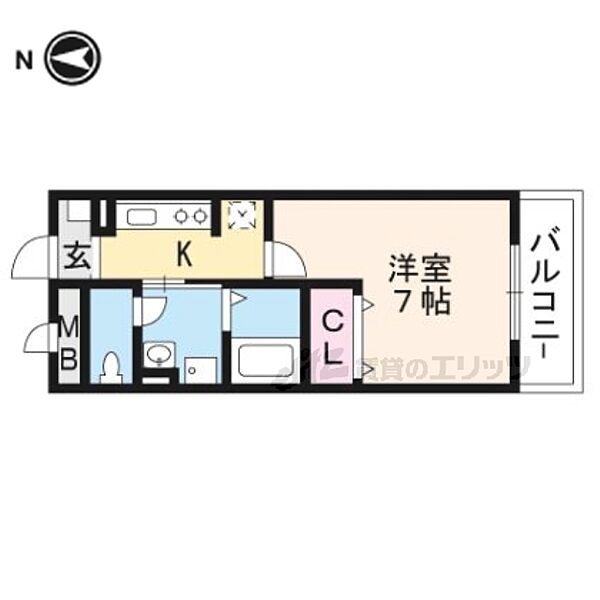 グランツ錦 202｜京都府京都市右京区嵯峨中又町(賃貸マンション1K・2階・25.28㎡)の写真 その2