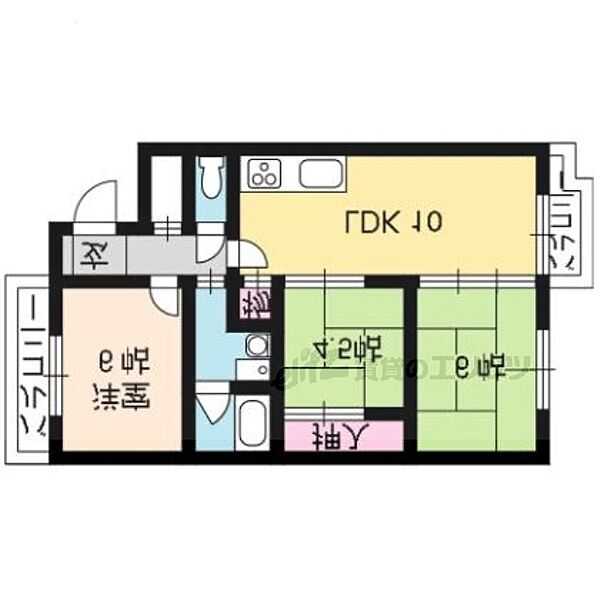 エバグリーン 303｜京都府京都市右京区西京極畔勝町(賃貸マンション3LDK・3階・59.72㎡)の写真 その2