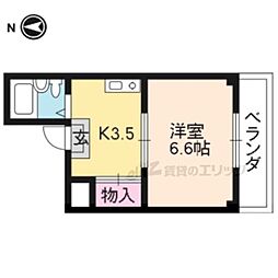 JR山陰本線 円町駅 徒歩2分の賃貸マンション 3階1Kの間取り