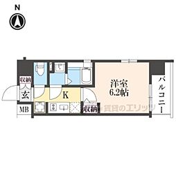 京都市南区吉祥院西ノ庄西浦町マンション 1Kの間取図画像