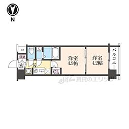京都市上京区革堂前之町マンション 2Kの間取図画像