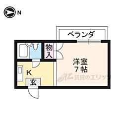 グランタック竜安寺 1Kの間取図画像