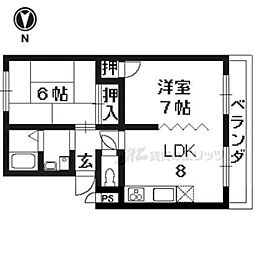 エクセルコート桂 2LDKの間取図画像