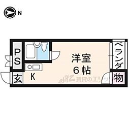 エムズ太秦 1Kの間取図画像