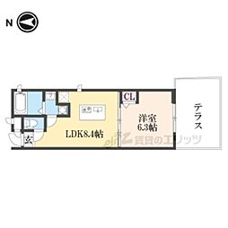 プルミエール鹿王院 1LDKの間取図画像
