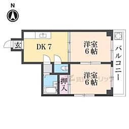 エスポワール峯 2DKの間取図画像