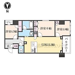 Mare京都一条 3LDKの間取図画像