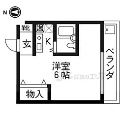 コテージ鹿王 ワンルームの間取図画像