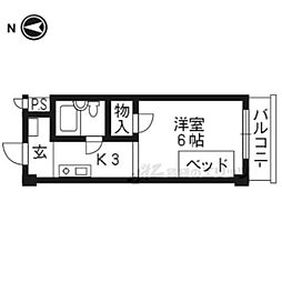プェネリジェール西五条 1Kの間取図画像