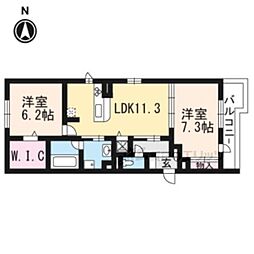 アプローズ・ドムス 2LDKの間取図画像