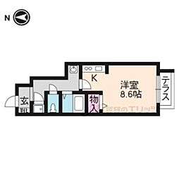 ヴェルドミール嵯峨野 1Kの間取図画像