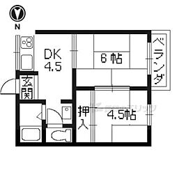 ハイツ奥村A 2DKの間取図画像
