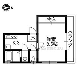 グレース五条 1Kの間取図画像