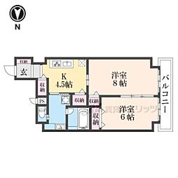 Casa花車 2DKの間取図画像