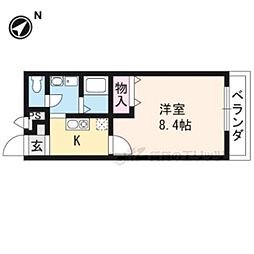 アムールクラガノ 1Kの間取図画像