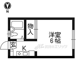 洛友 1Kの間取図画像