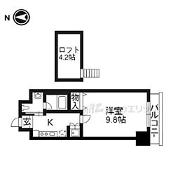 クリスタルグランツ京都高辻 1Kの間取図画像