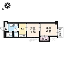 京都ノーザンフラット 2Kの間取図画像